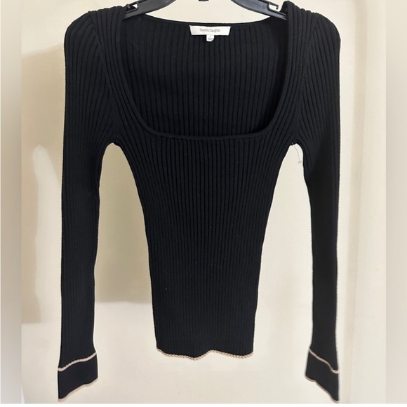 (NWOT) FAVORITE DAUGHTER Rib Square Neck Long Sleeve Top - Picture 5 of 6